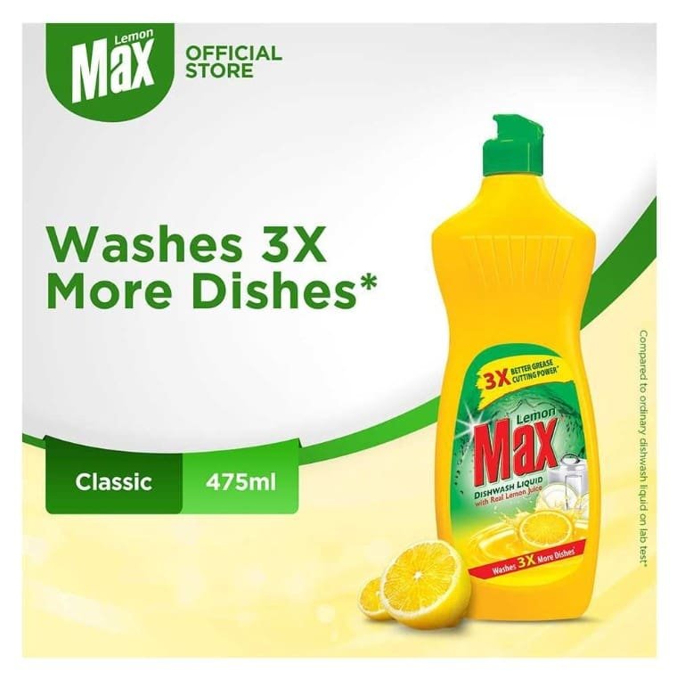 Dish Wash Lemon Max Liquid (Yellow) (Big)3-min